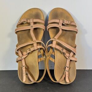 Vionic Tan Strappy Adjustable Comfort Sandals